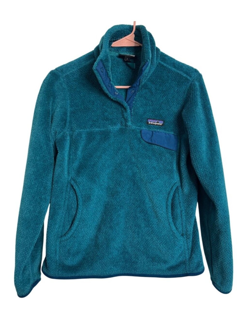 North Face Re Tool Fleece Snap Size Small Women's Underwater Blue Aqua EUC